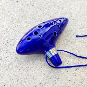 Blue Zelda Ocarina of Time Ceramic Alto C 12 Hole Flute Music Instrument Link Ni